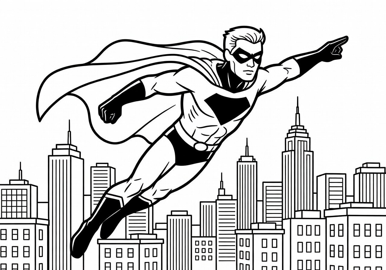 Dessin en ligne pour coloriage super-héros contrastes
